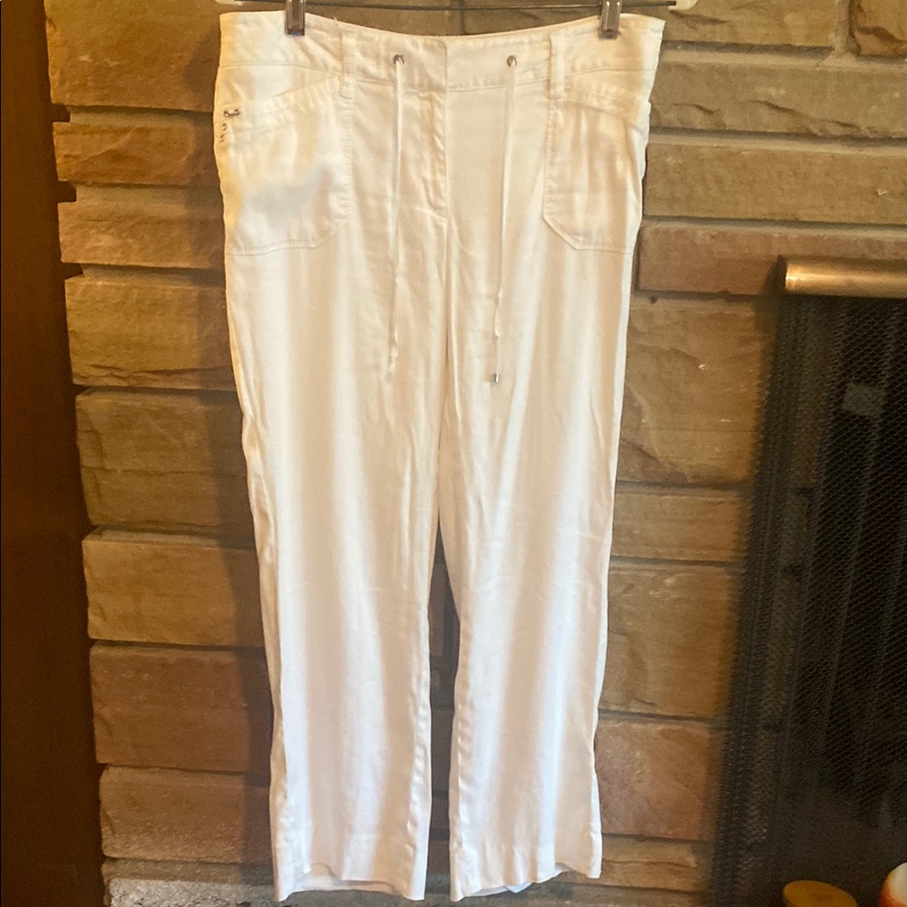 White House Black Market Linen Straight Leg Pants
